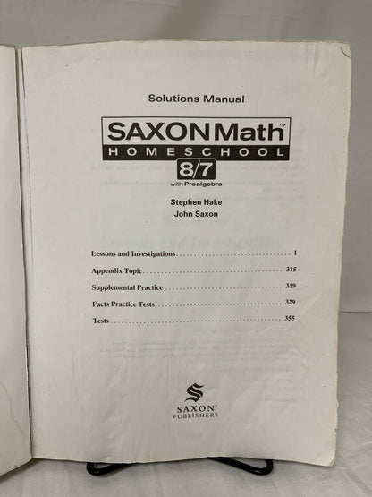 Saxon Math 8/7 Homeschool (3rd Ed.) Solutions Manual