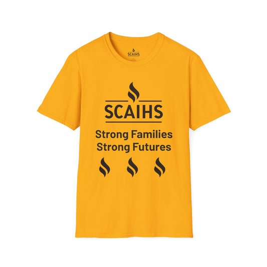 Strong Families, Strong Futures Adult Unisex T-Shirt (Gold)