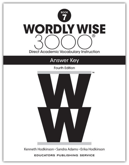 Wordly Wise 3000 Book 7 Answer Key (4th Ed.)