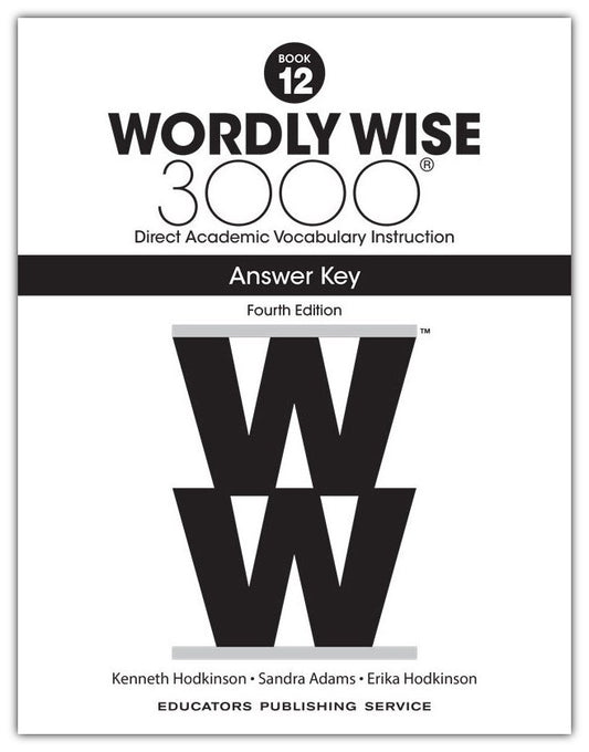 Wordly Wise 3000 Book 12 Answer Key (4th Ed.)