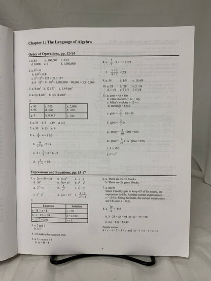 Math Mammoth Grade 7 Answer Keys (2014 Edition, Black & White)