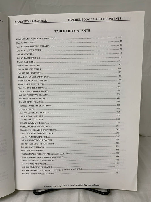 Analytical Grammar Teacher Book
