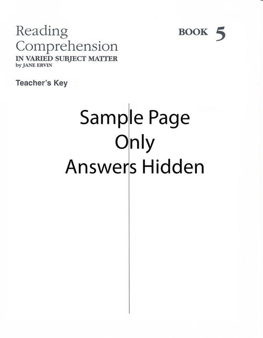Reading Comprehension 5 - Answer Key - Grades 7-8