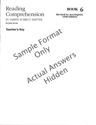 Reading Comprehension 6 - Answer Key - Grades 8-9