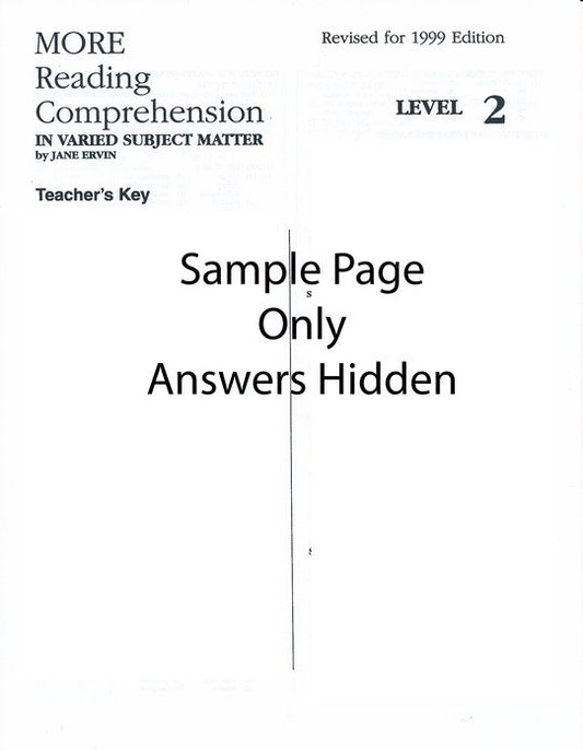 MORE Reading Comprehension 2 - Answer Key - Grade 9