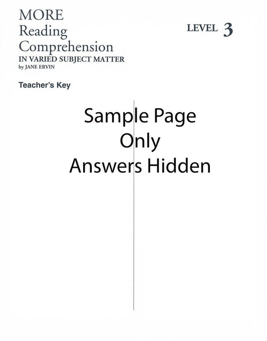 MORE Reading Comprehension 3 - Answer Key - Grade 10