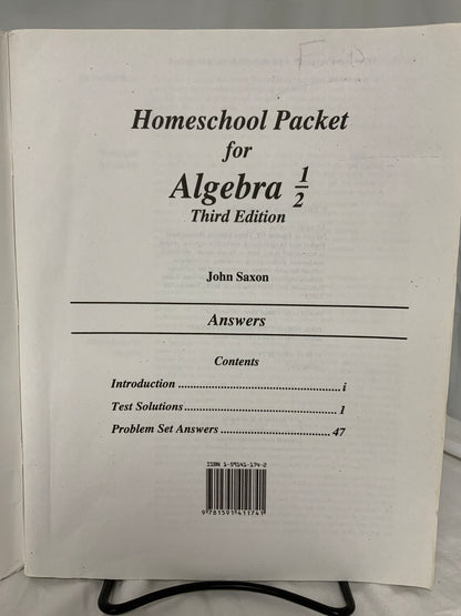 Saxon Algebra 1/2 (3rd Ed.) Set of 2