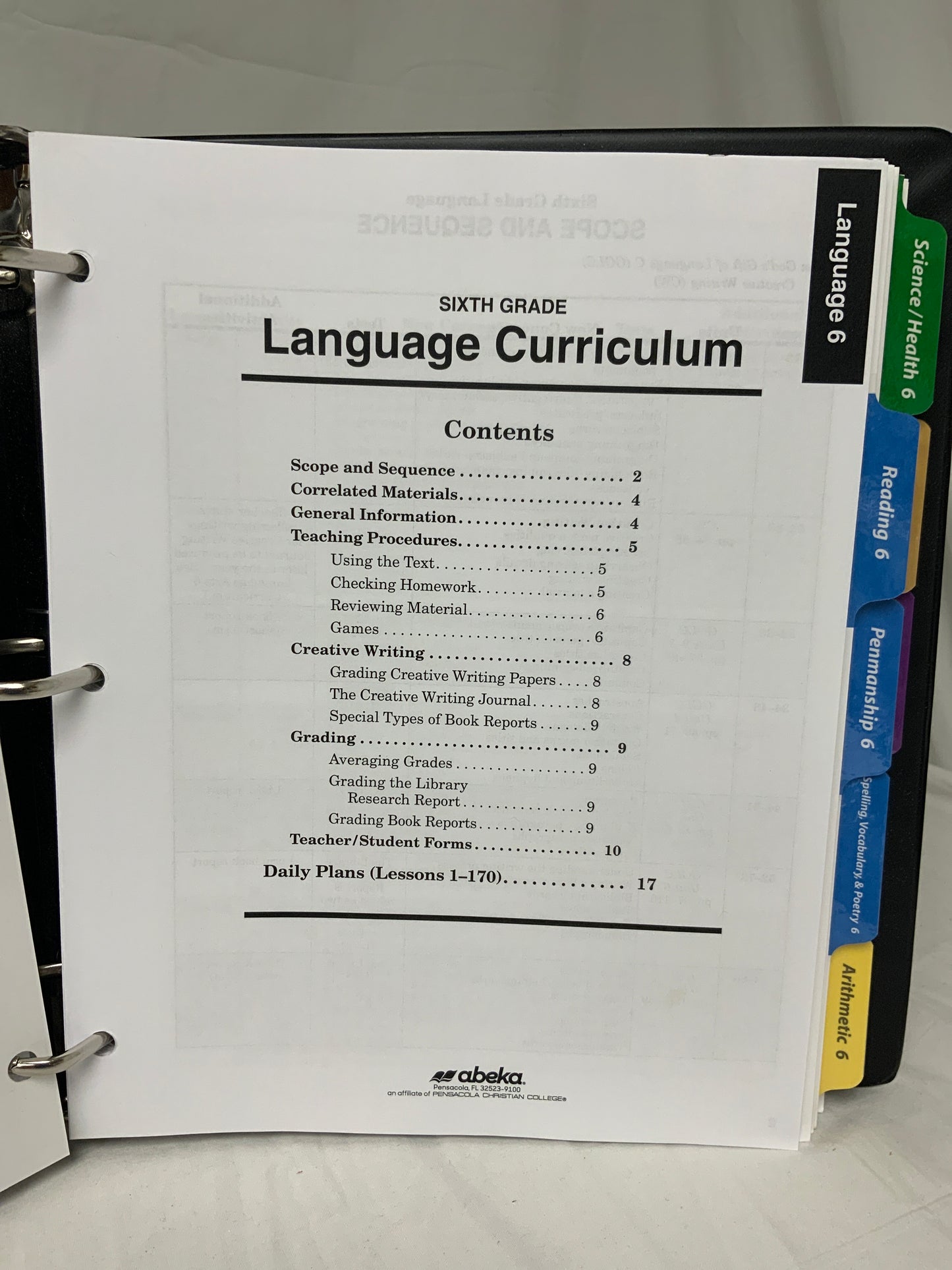 Abeka Sixth Grade Curriculum (6th Ed.) Lesson Plans