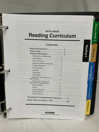 Abeka Sixth Grade Curriculum (6th Ed.) Lesson Plans