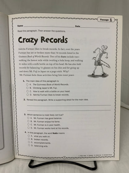 Comprehension Skills: 40 Short Passages for Close Reading - Grade 6