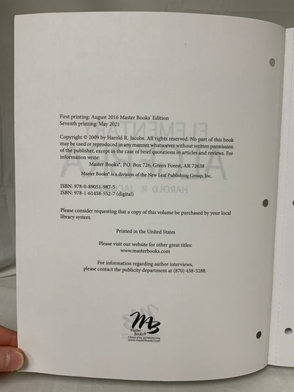Master Books Elementary Algebra Solutions Manual