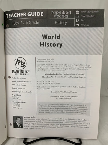 Master Books World History Teacher Guide
