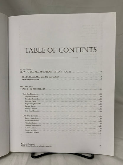All American History Volume 2 Teacher’s Guide & Answer Key