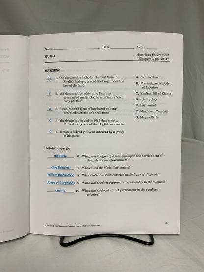 Abeka American Government (2nd Ed.) Set of 2