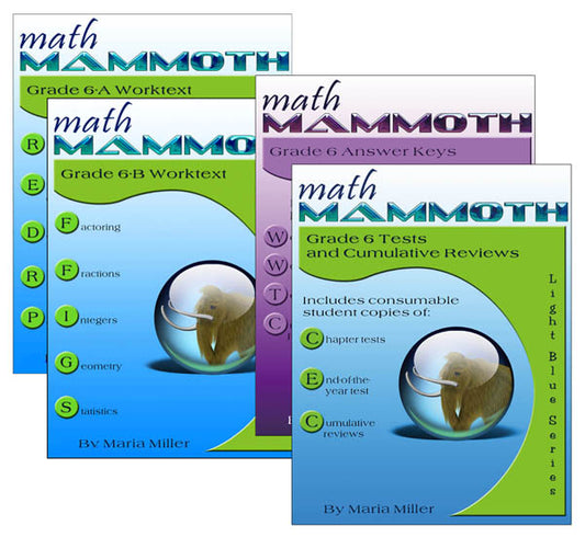 Math Mammoth Grade 6 Package Light Blue Series (Color Version)