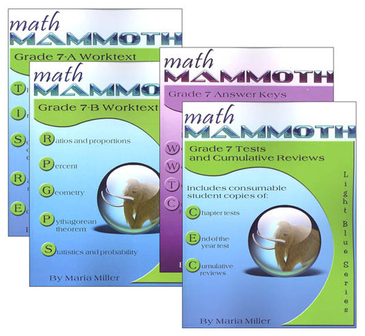 Math Mammoth Grade 7 Package Light Blue Series (Color Version)