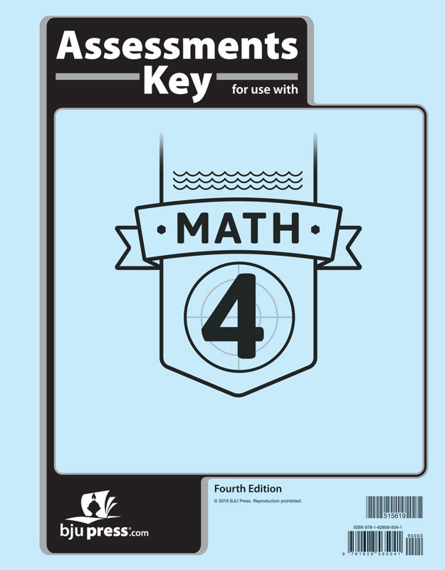 Math 4 Assessments Answer Key, 4th ed.