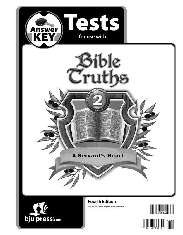 Bible Truths 2 Tests Answer Key, 4th ed.