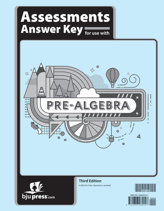 Pre-Algebra Assessments Answer Key, 3rd ed.