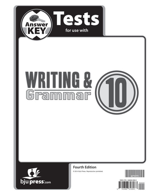 Writing & Grammar 10 Tests Answer Key, 4th ed.
