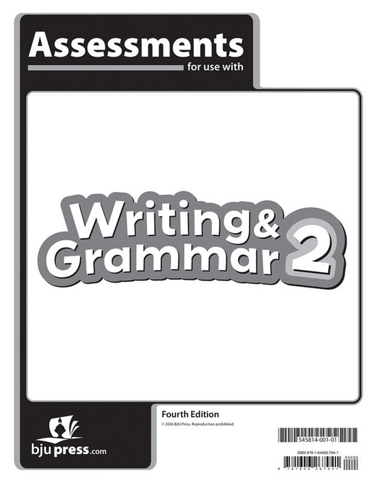 Writing & Grammar 2 Assessments, 4th ed.