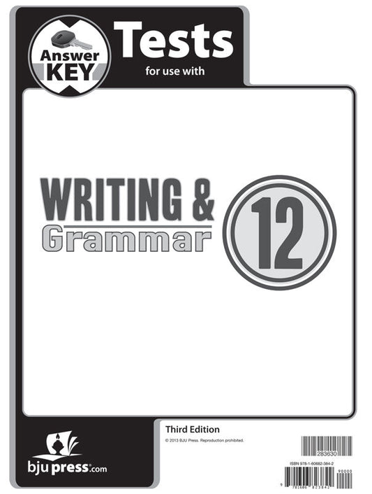 Writing & Grammar 12 Tests Answer Key (3rd ed.)