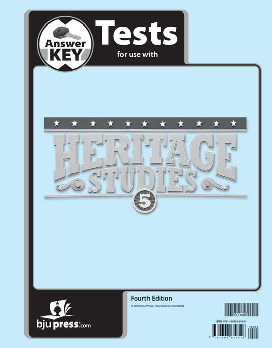 Heritage Studies 5 Tests Answer Key (4th ed.)