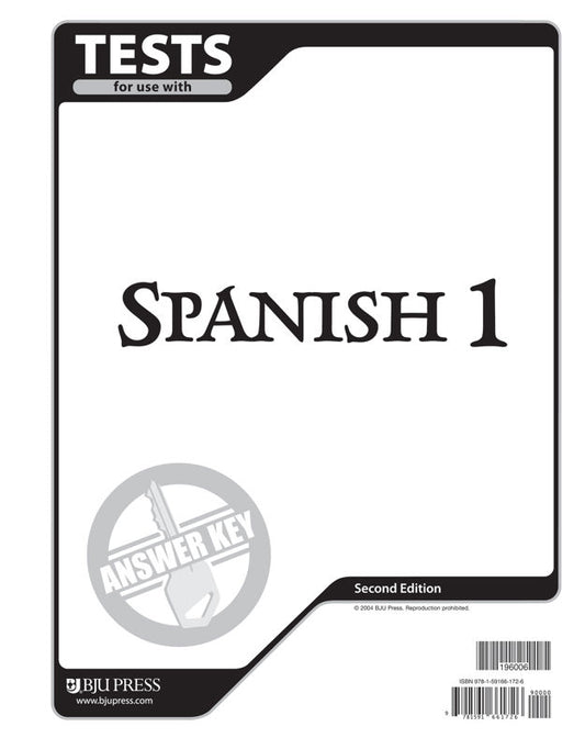 Spanish 1 Tests Answer Key, 2nd ed.