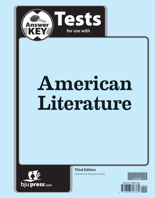 American Literature Tests Answer Key, 3rd ed.