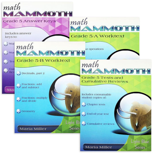 Math Mammoth Grade 5 Package Light Blue Series (Color Version, 2023 Edition)